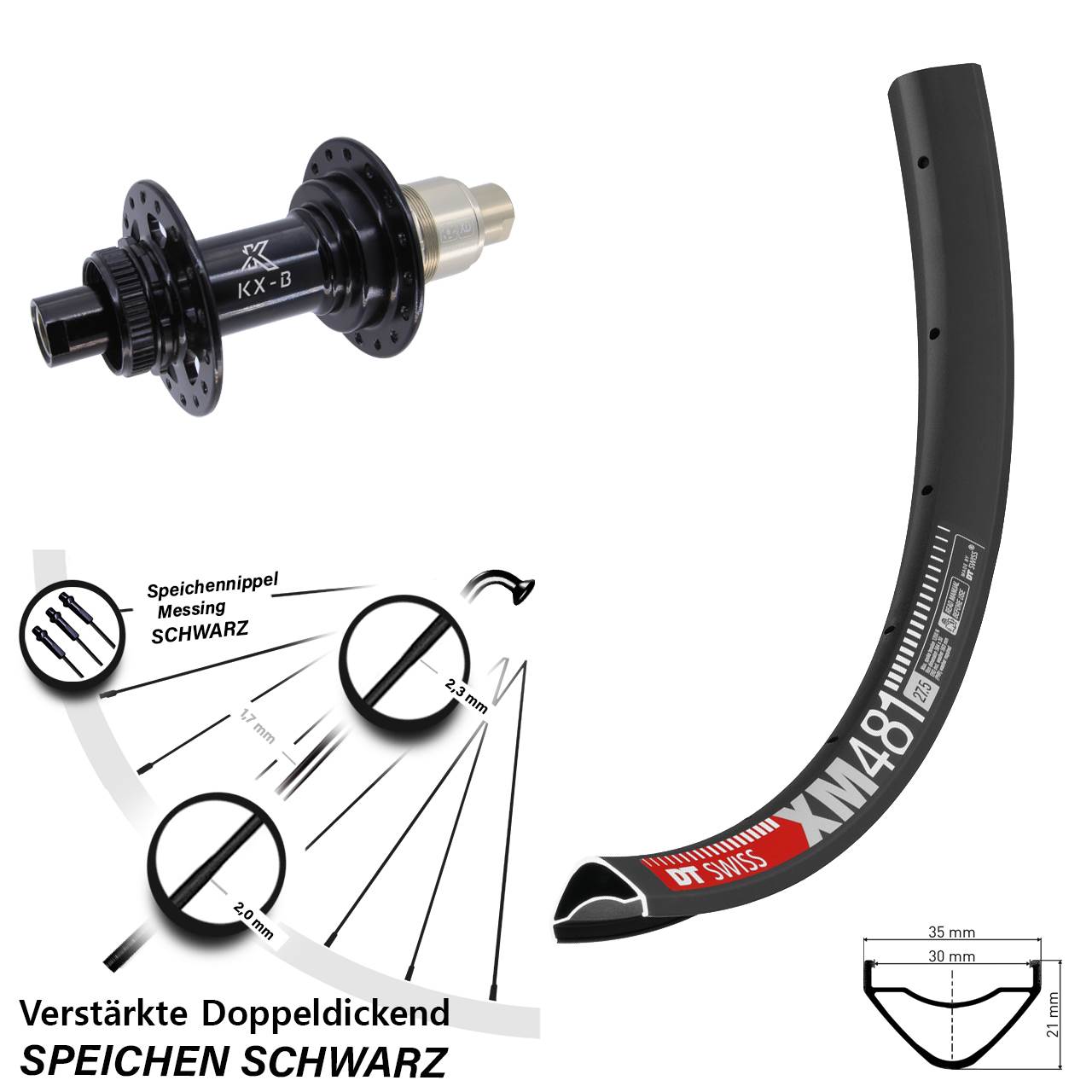 27,5 Zoll DT Swiss XM481 KX-B Boost Hinterrad Centerlock 12x148 XD 11-12 fach