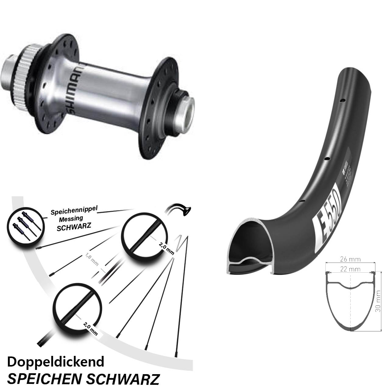 28 Zoll DT Swiss E 550 Shimano RS770 Centerlock Vorderrad 12x100