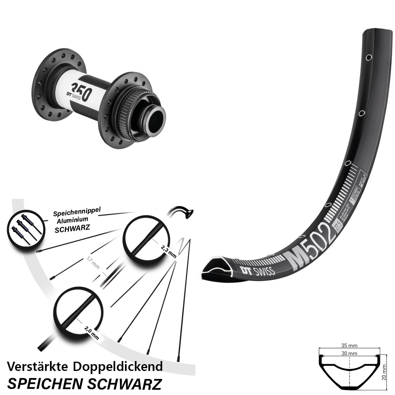 Centerlock Vorderrad 15x100 29 Zoll DT Swiss M 502-350