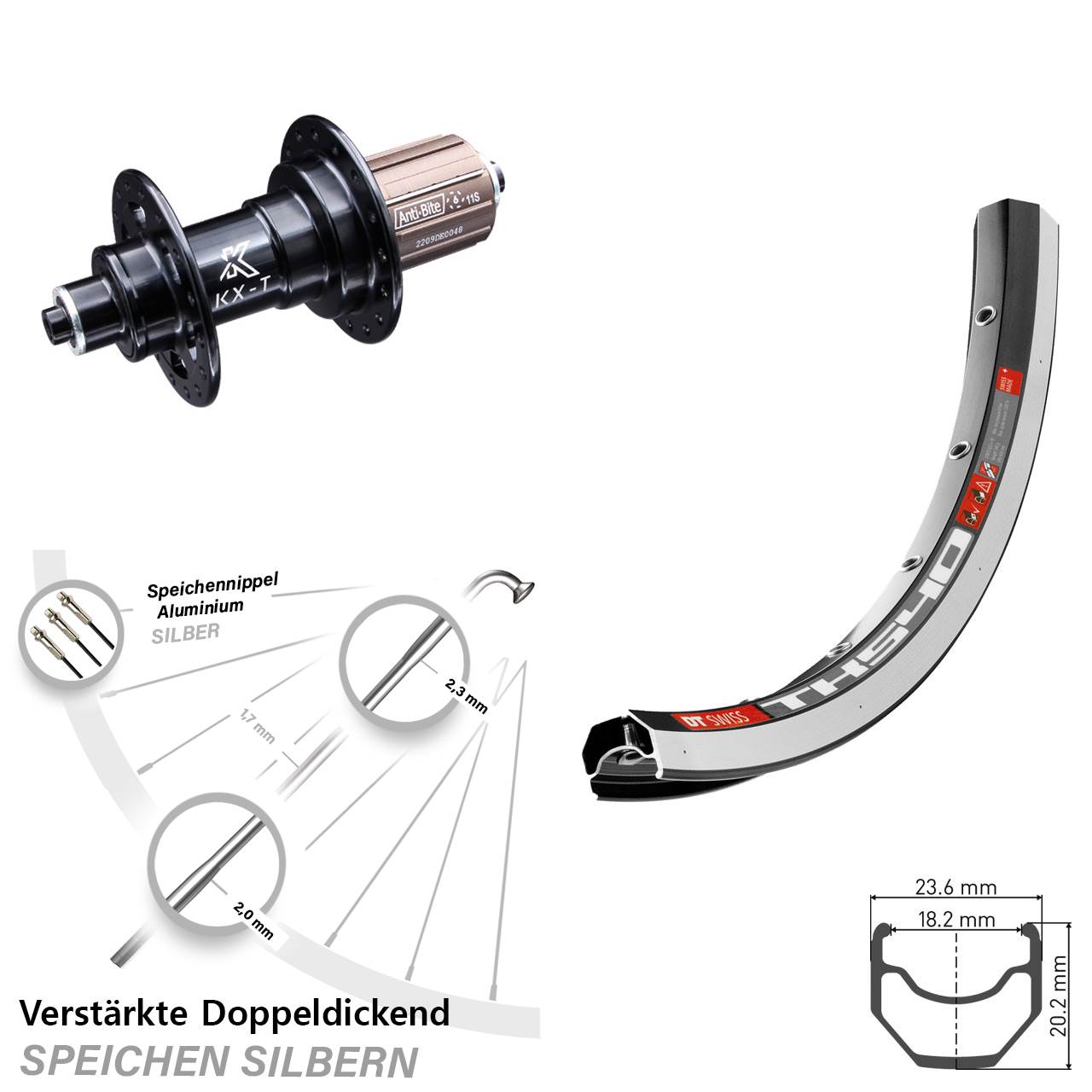 Hinterrad 28 Zoll DT Swiss TK 540 KX-T 8-12 fach QR