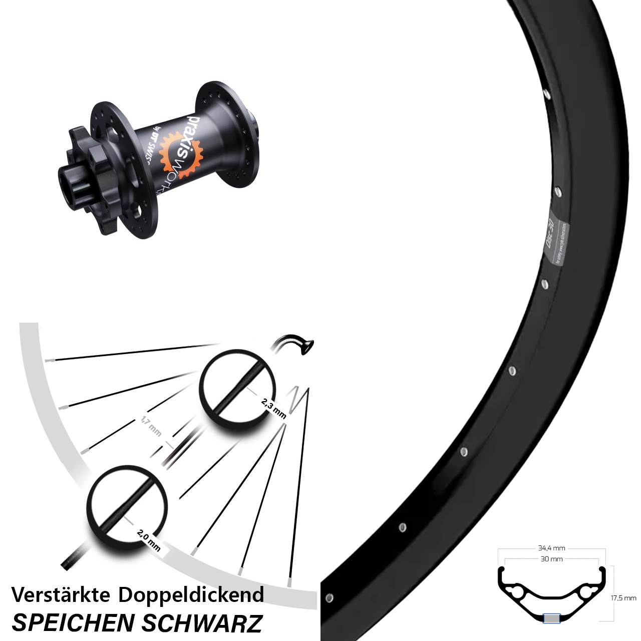 Ryde Disc 30 DT Swiss 350 SL 29 Zoll Vorderrad 6-Loch 15x100