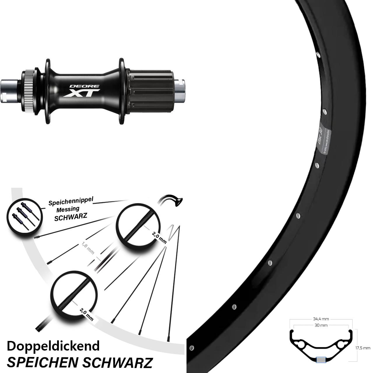 Ryde Disc 30 Shimano XT 27,5 Zoll Laufrad 12x148 8-11 fach