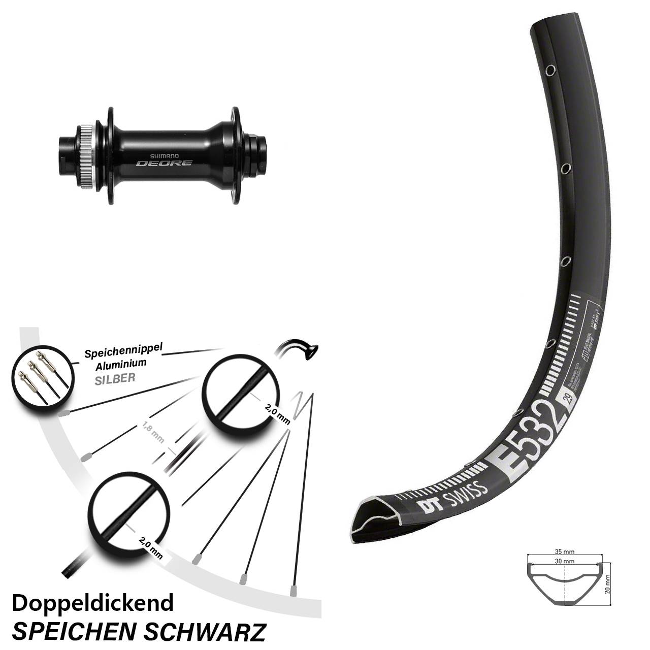Vorderrad Centerlock 27,5 Zoll DT Swiss E 532 Shimano Deore 15x110 Boost