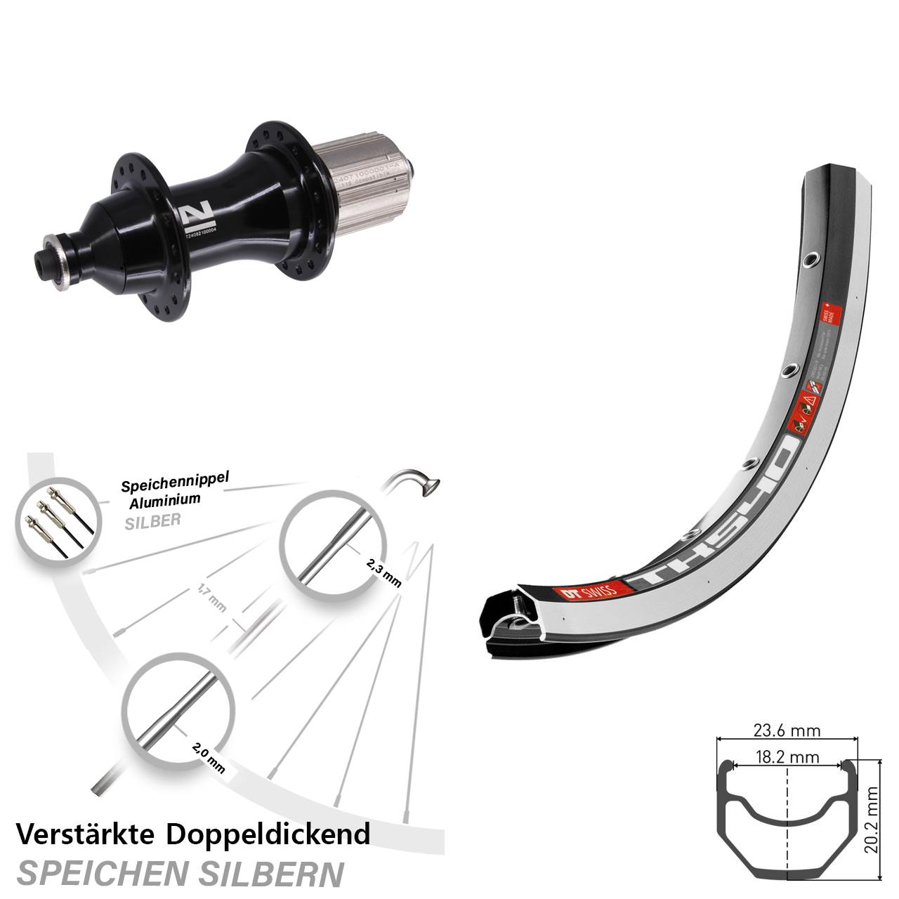 Hinterrad für Schnellspanner 28 Zoll DT Swiss TK540 Novatec F162 Strong 8-12 fach