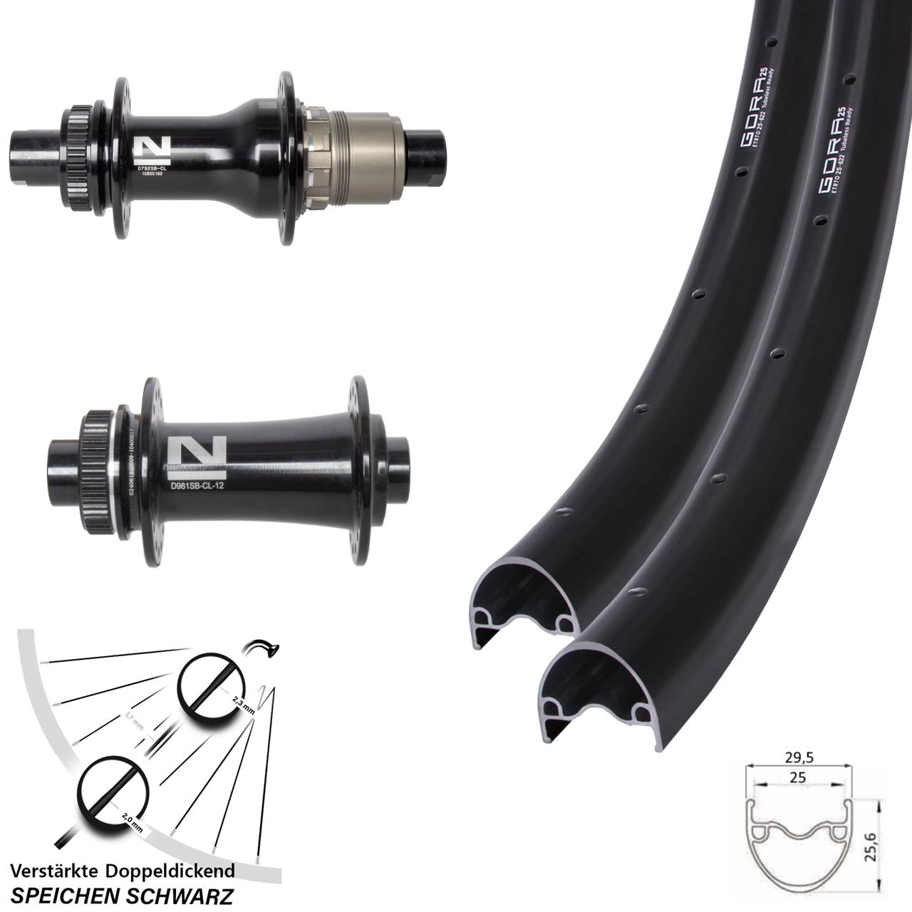 Gora 25 Novatec D792 D981 28 Zoll Centerlock Laufradsatz 12x100/142 XDR