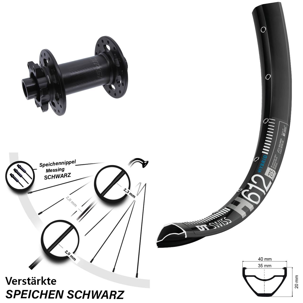 DT Swiss H 612 Bear Pawls 27,5 Zoll 6-Loch Vorderrad 15x110 Boost