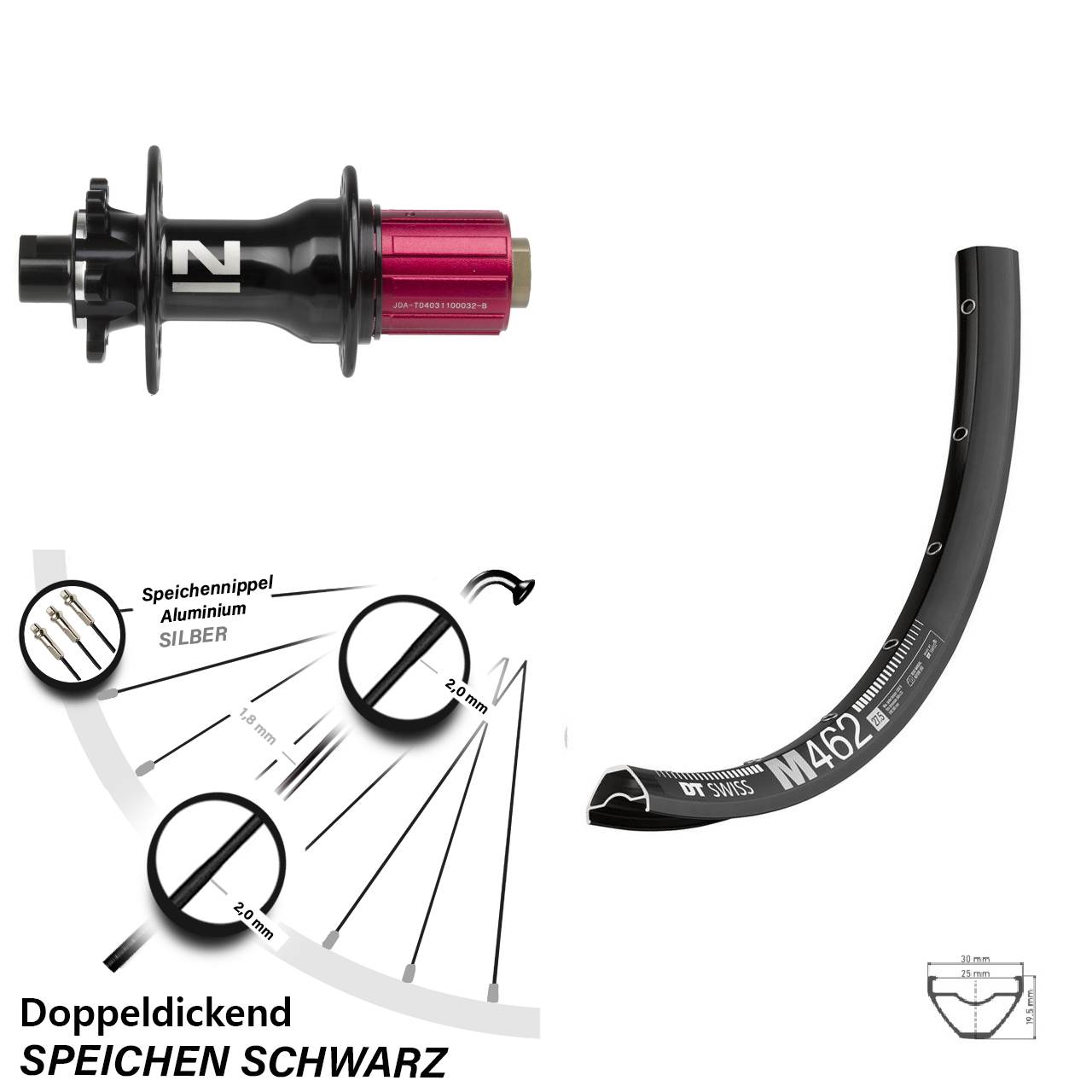 DT Swiss M 462 Novatec D792 650B Disc Laufrad 12x142 8-12 fach