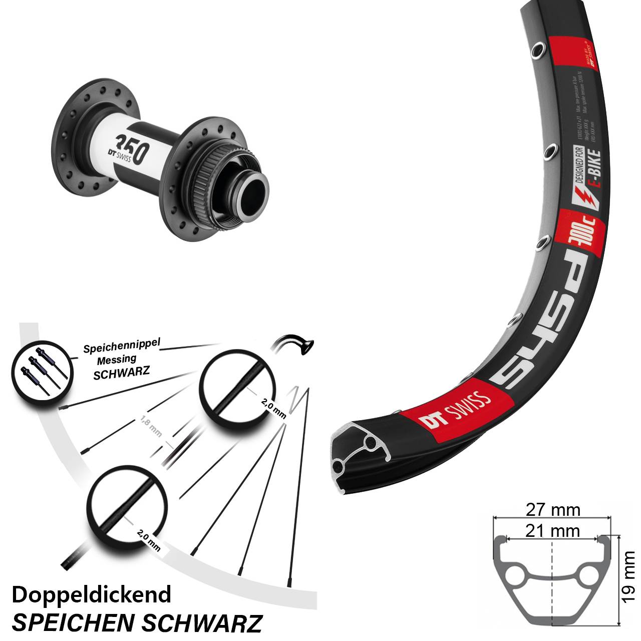 DT Swiss 545d-350 26 Zoll Disc Vorderrad 15x100