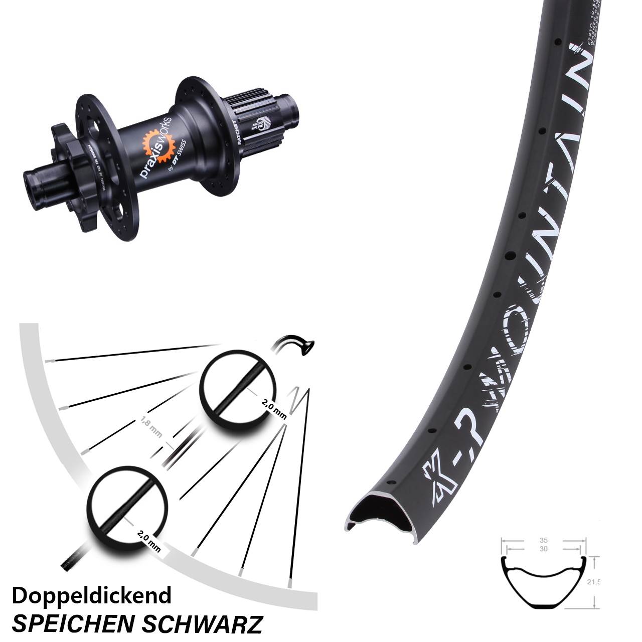KX-R Mountain DT Swiss 350 27,5 Zoll 6-Loch Hinterrad 12x142 Micro Spline