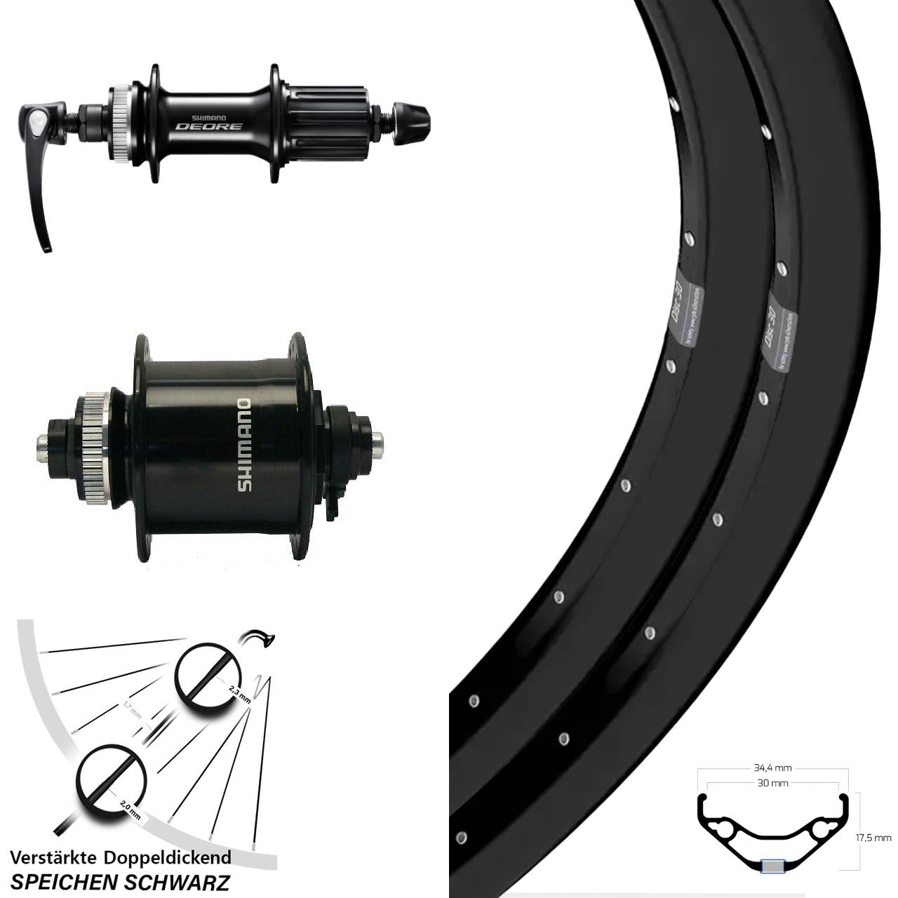 Ryde Disc 30 Shimano DH-UR700 FH-M6000 29 Zoll Laufradsatz Centerlock QR 8-11 fach HG