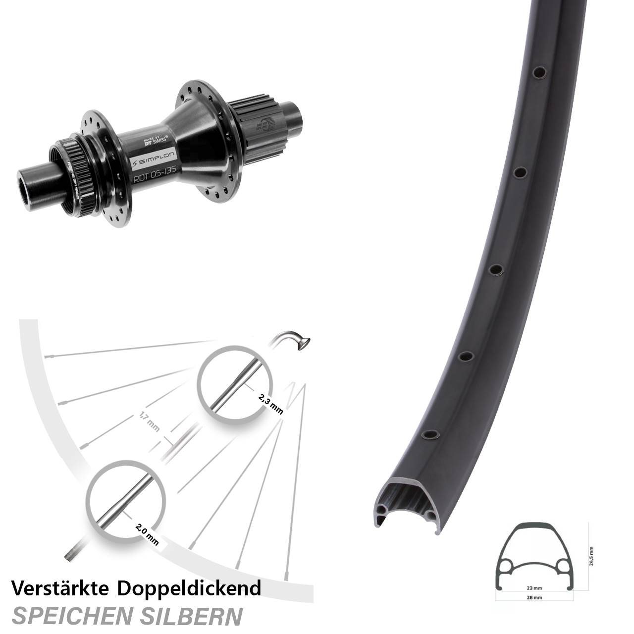 Disc Laufrad 28 Zoll Ambrosio Sport DT Swiss 370 Hybrid Micro Spline 12x142