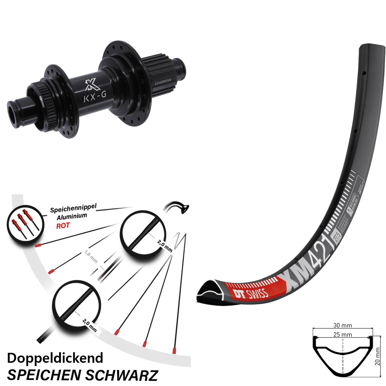 27,5 Zoll Hinterrad DT Swiss XM 421 KX-GS Micro Spline 12x142