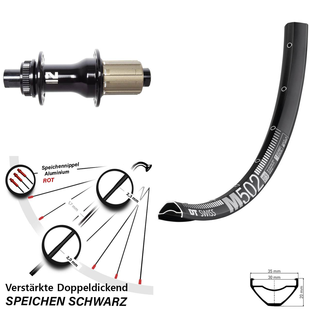 Hinterrad Centerlock 29 Zoll DT Swiss M 502 Novatec D792 8-12 fach HG 12x142