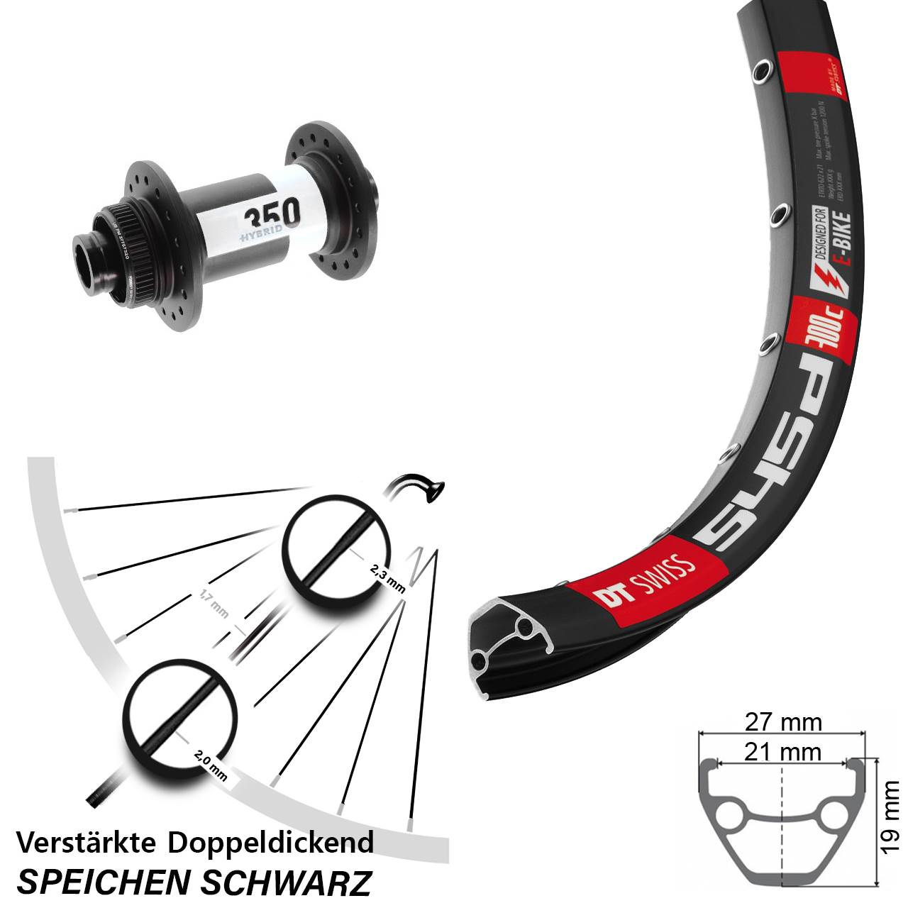 Boost Vorderrad Centerlock 15x110 29 Zoll DT Swiss verstärkt 545d 350 Hybrid