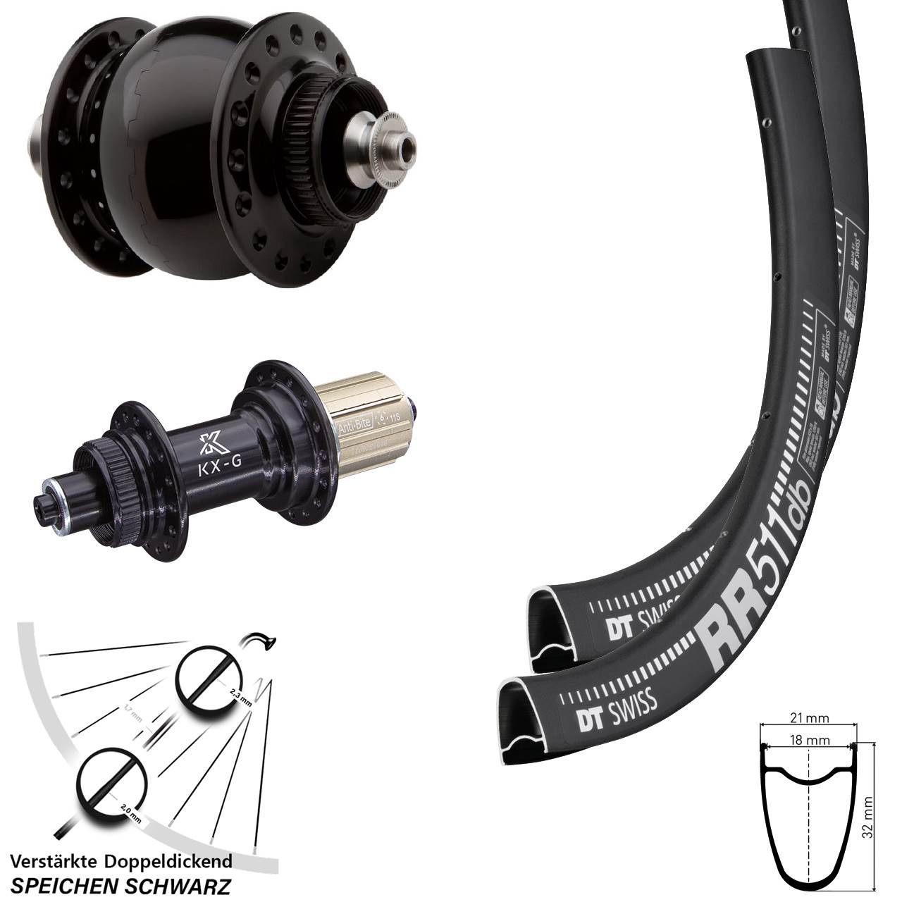 Laufradsatz Centerlock SON 28 Zoll DT Swiss RR 511 KX-G 8-12 fach QR