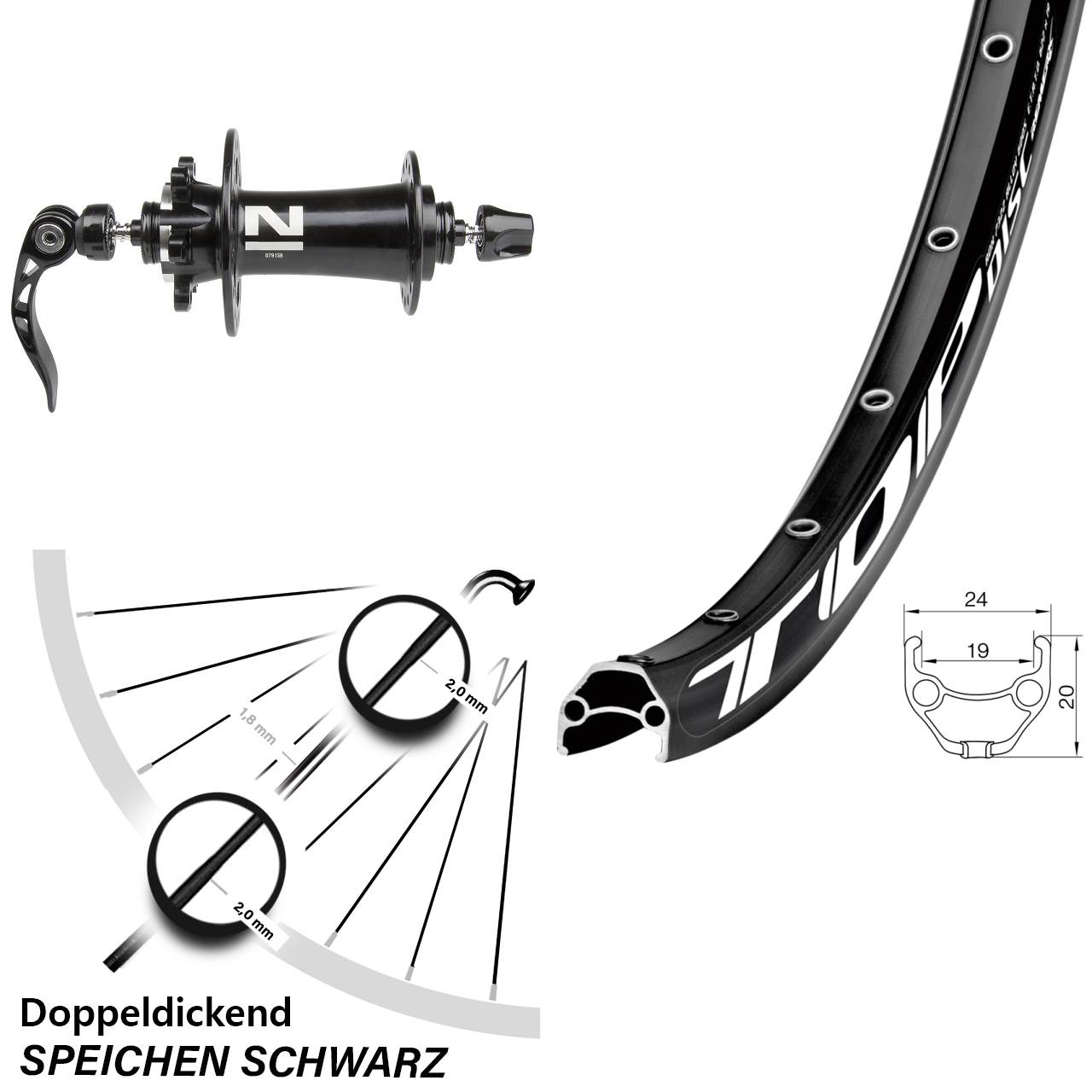 Remerx Disc Vorderrad 28-29 Zoll Novatec D791SB schwarz 6-loch 5x100 mm