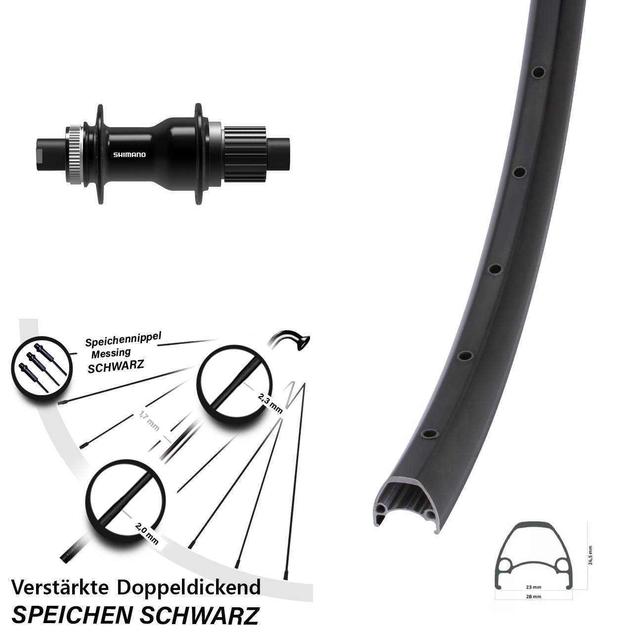 28/29 Zoll Ambrosio Sport Shimano TC500 Boost Hinterrad Centerlock Micro Spline