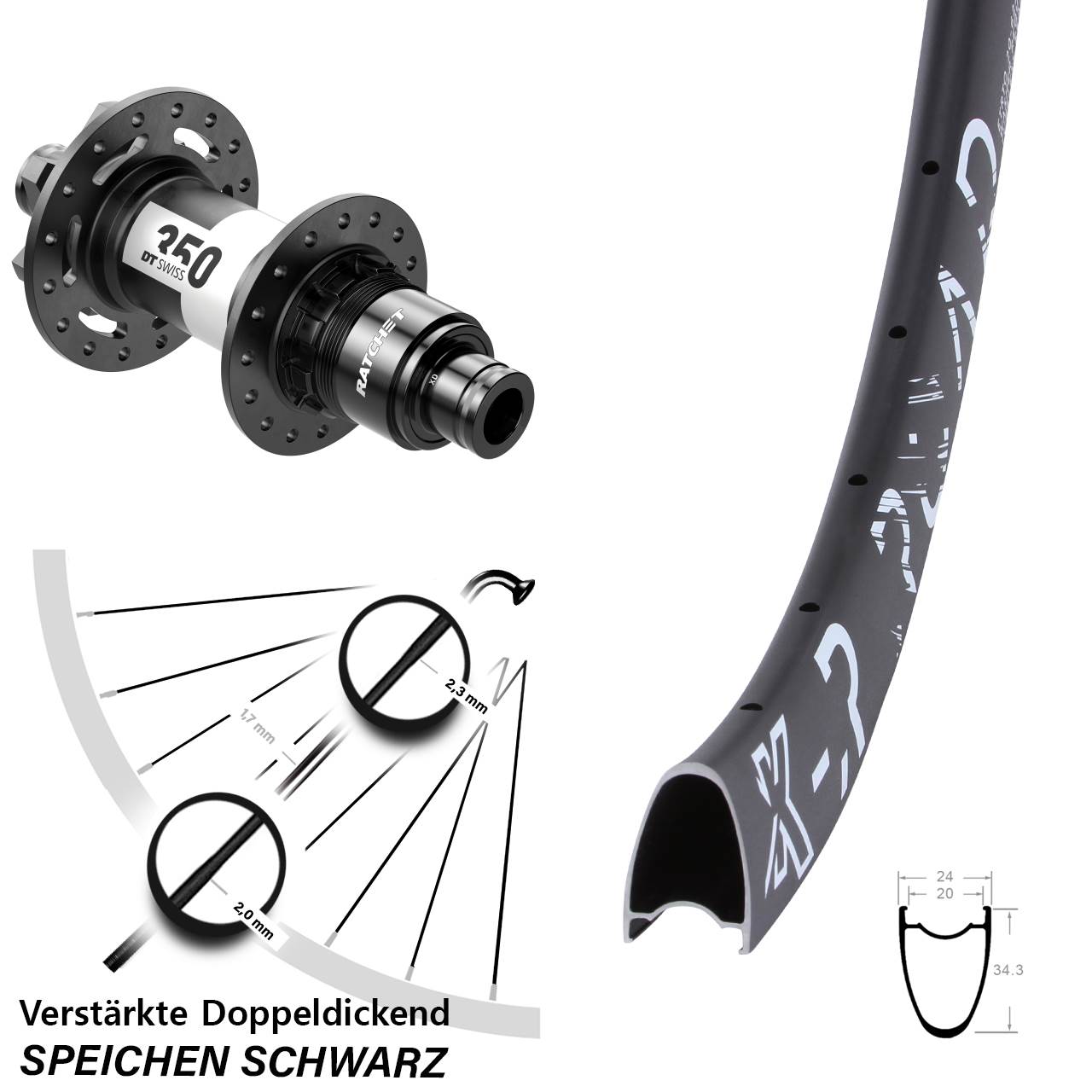 Disc Laufrad 28 Zoll KX-R Road DT Swiss 350 SRAM XD 12x142