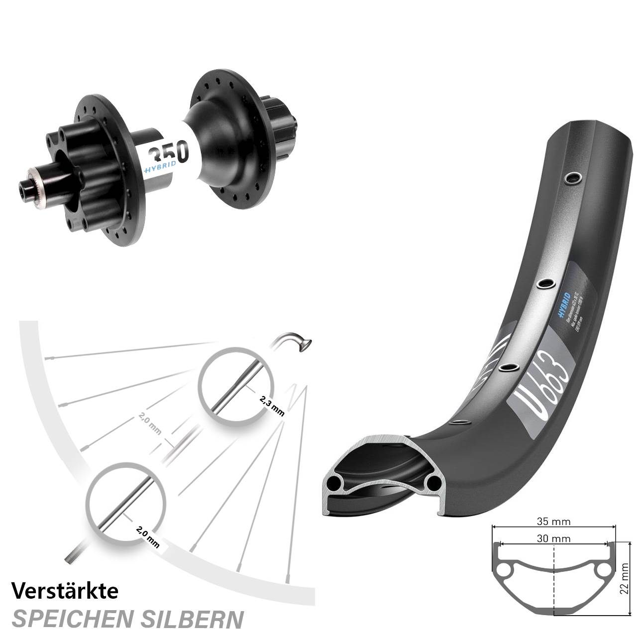 Disc Hinterrad QR 26 Zoll DT Swiss U663 350 Hybrid Singlespeed