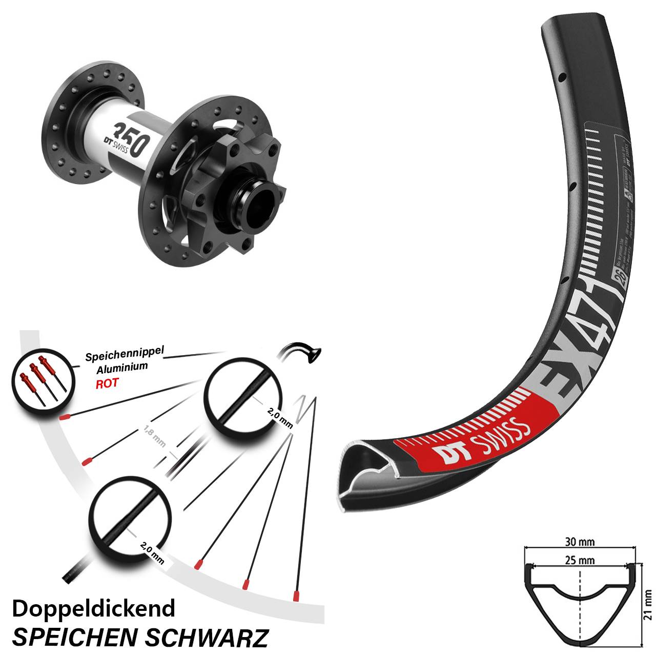 650B DT Swiss EX 471-350 Disc Vorderrad 15x110 Boost