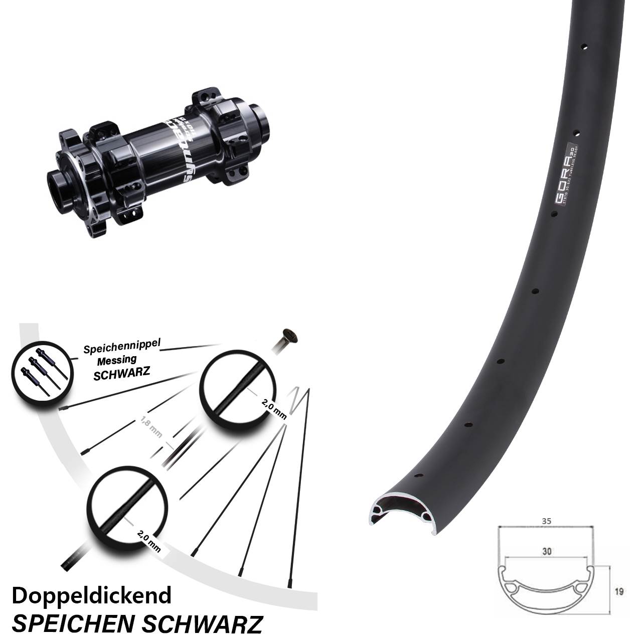 Syntace Vorderrad 29 Zoll Straightpull Boost 15x110 mm 6-loch Gora 30-622 ETRTO