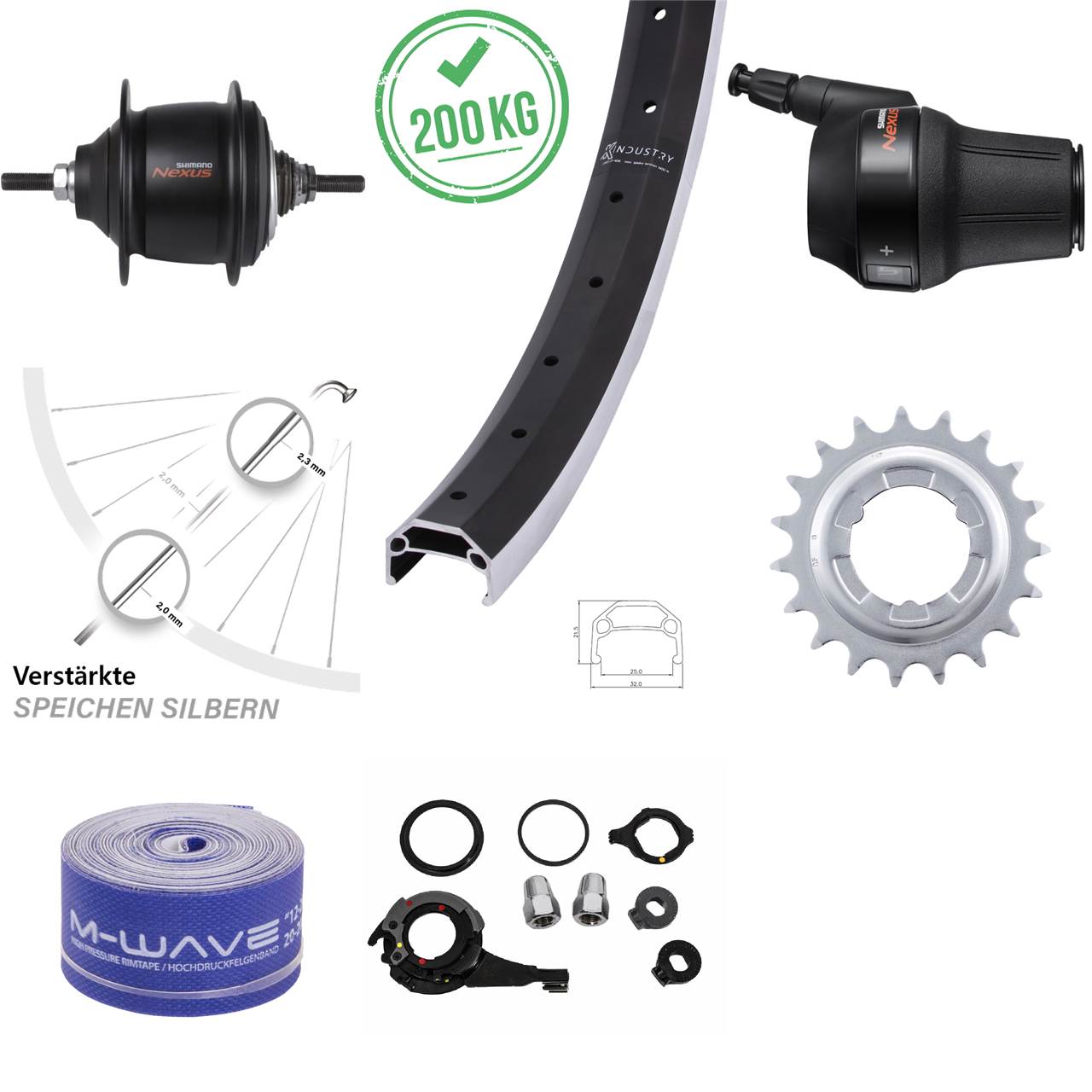 20 Zoll Hinterrad KX Industry Shimano Nexus 8-Gang Premium