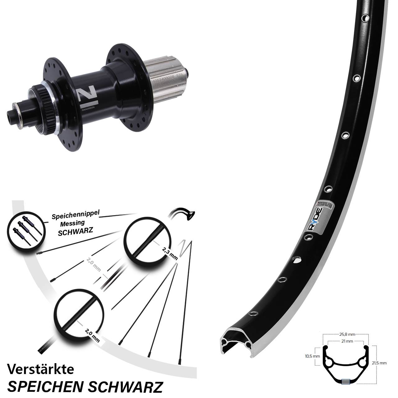 26 Zoll Novatec D042SB Hinterrad Ryde Zac 421 8-12 fach