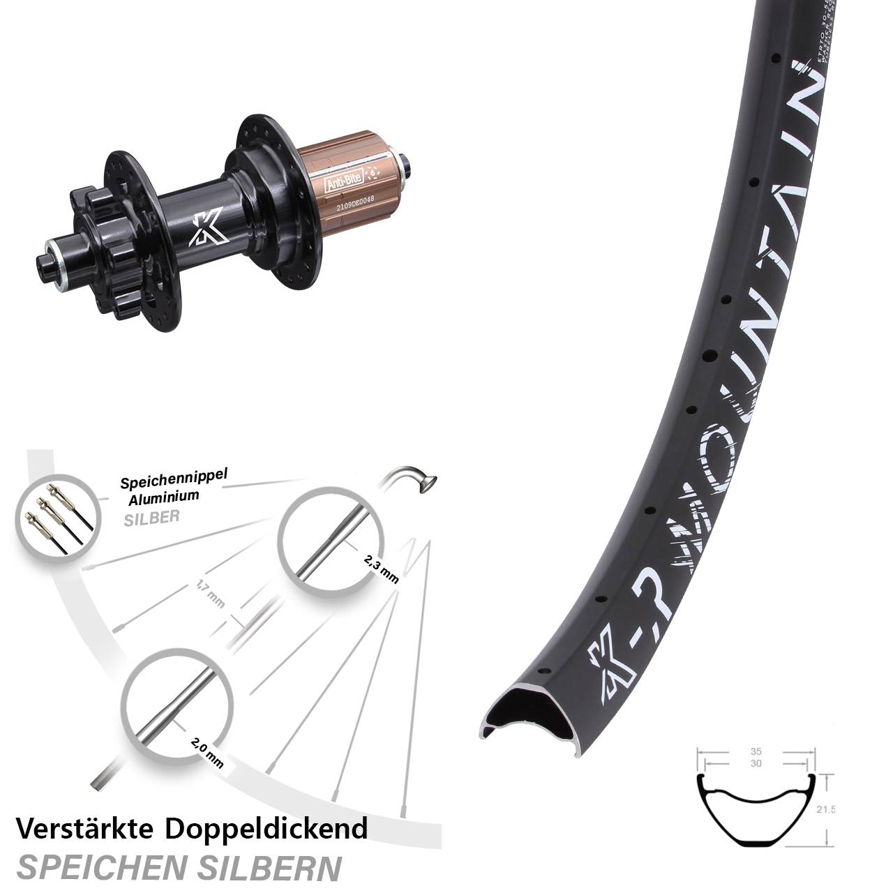 29 Zoll KX-R Mountain 30-622 ETRTO Disc Hinterrad für Schnellspanner 8-11 fach HG