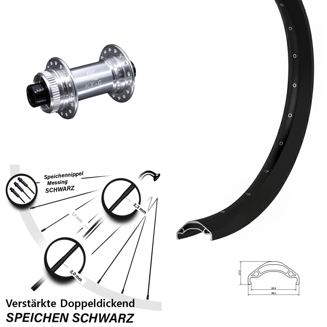 Vorderrad Centerlock 29 Zoll Ryde Disc 35 KX-G 15x100