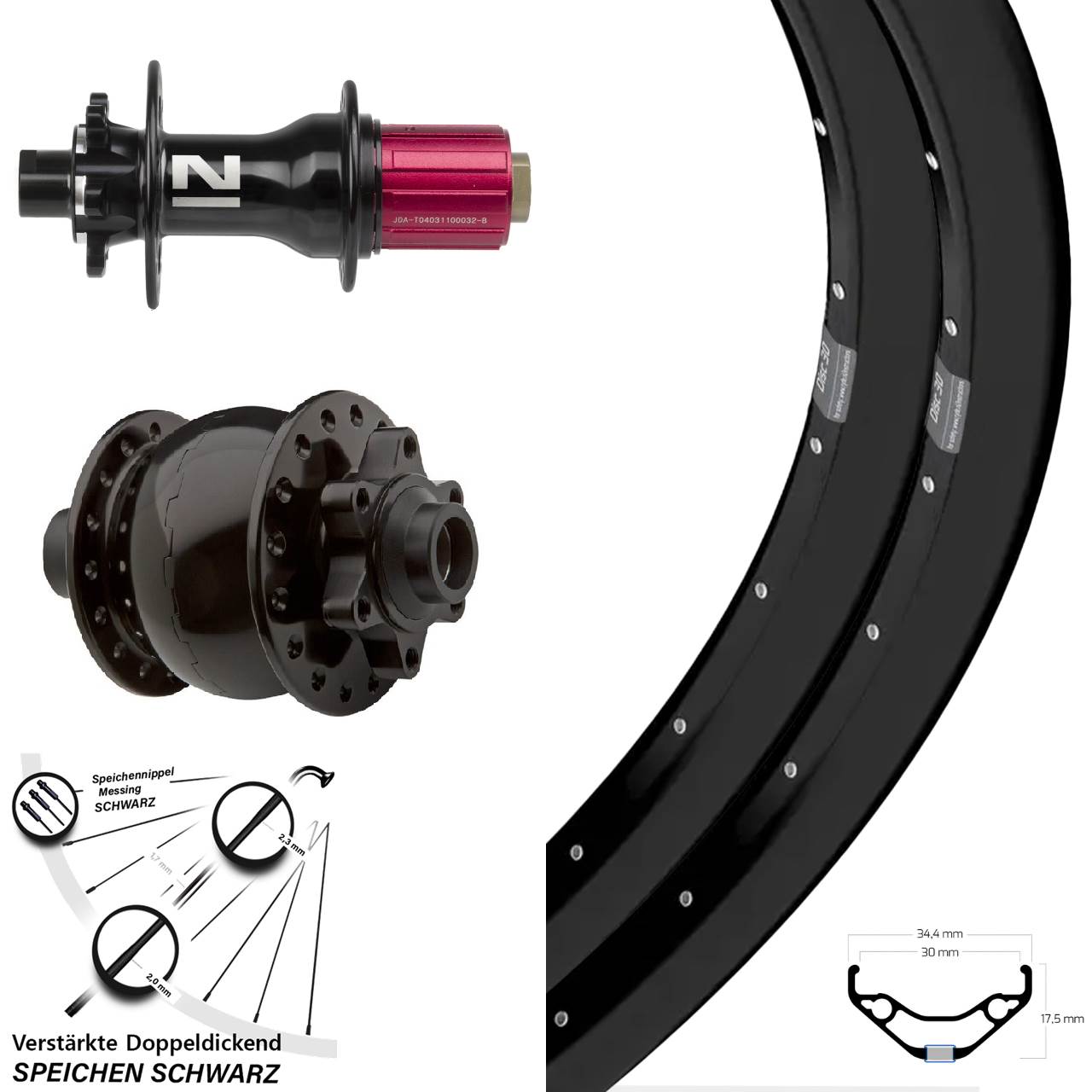6-Loch Laufradsatz 15x100 12x142 29 Zoll Ryde Disc 30 Novatec Superlight SON 28 8-12 fach