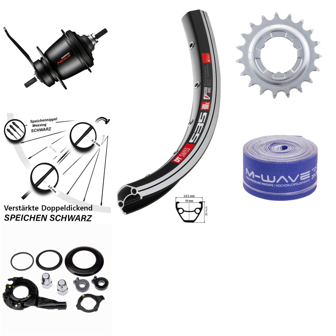 28 Zoll Hinterrad Shimano Nexus SG-C3001 7 Gang Rücktritt DT Swiss 535 schwarz