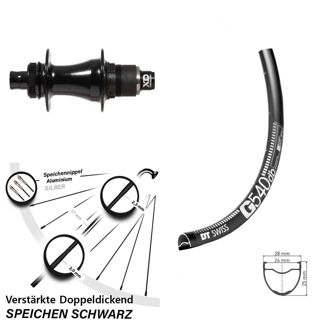 Centerlock Hinterrad 12x142 29 Zoll DT Swiss G540 Formula CL142S SRAM XD