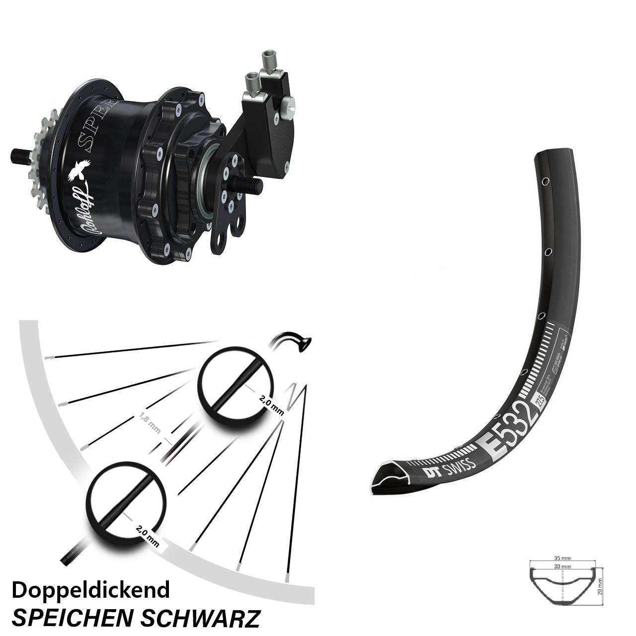 Disc Hinterrrad 29 Zoll DT Swiss E 532 Rohloff Speedhub 500/14 TS DB Tandem