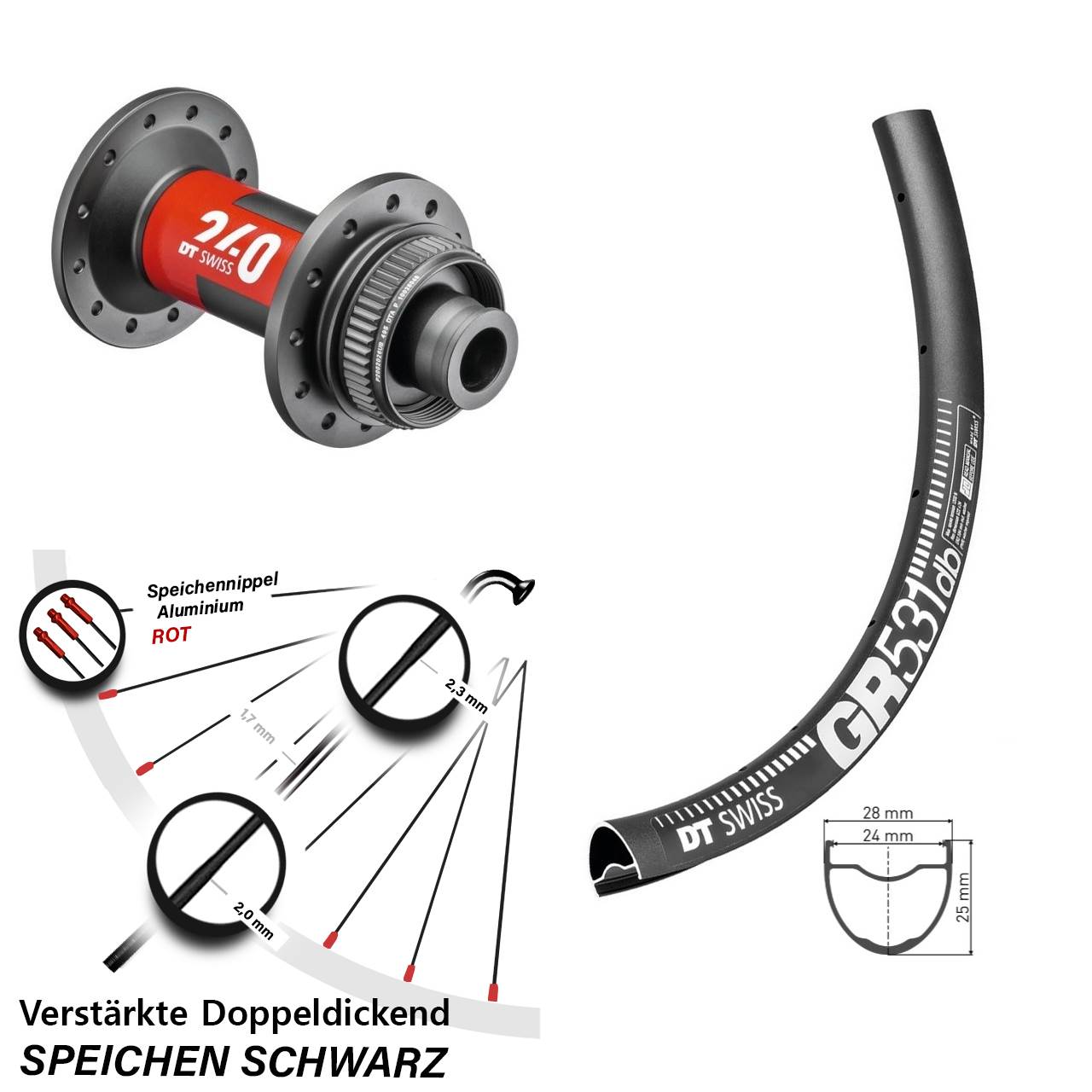 Centerlock Vorderrad 29 Zoll DT Swiss GR531-240 12x100
