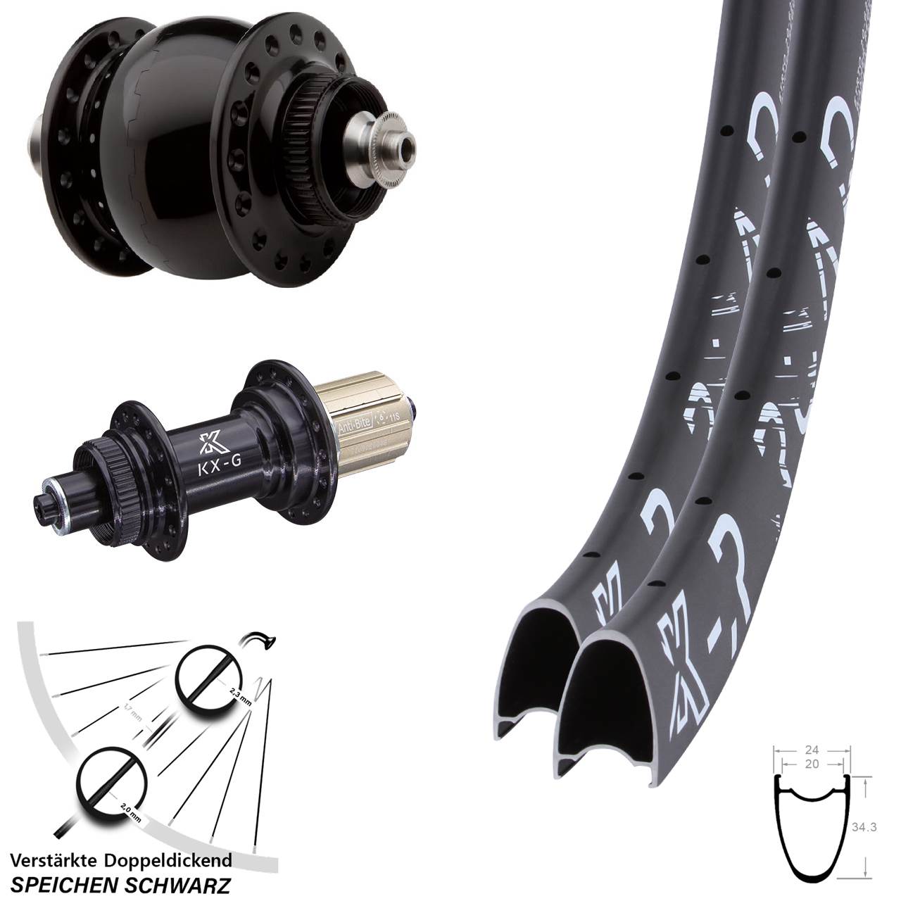 KXR-G Road SON 28 29 Zoll Disc Laufradsatz für Schnellspanner 8-12 fach