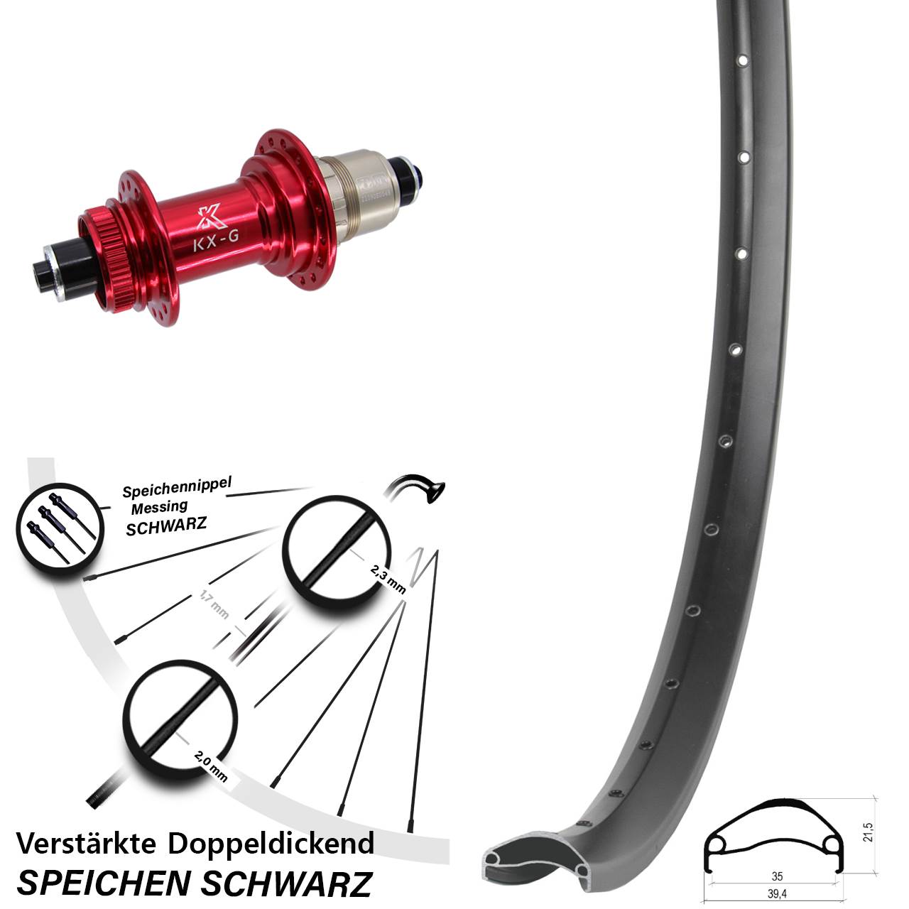 Disc Hinterrad 29 Zoll Ambrosio E35 KX-G rot XDR für Schnellspanner