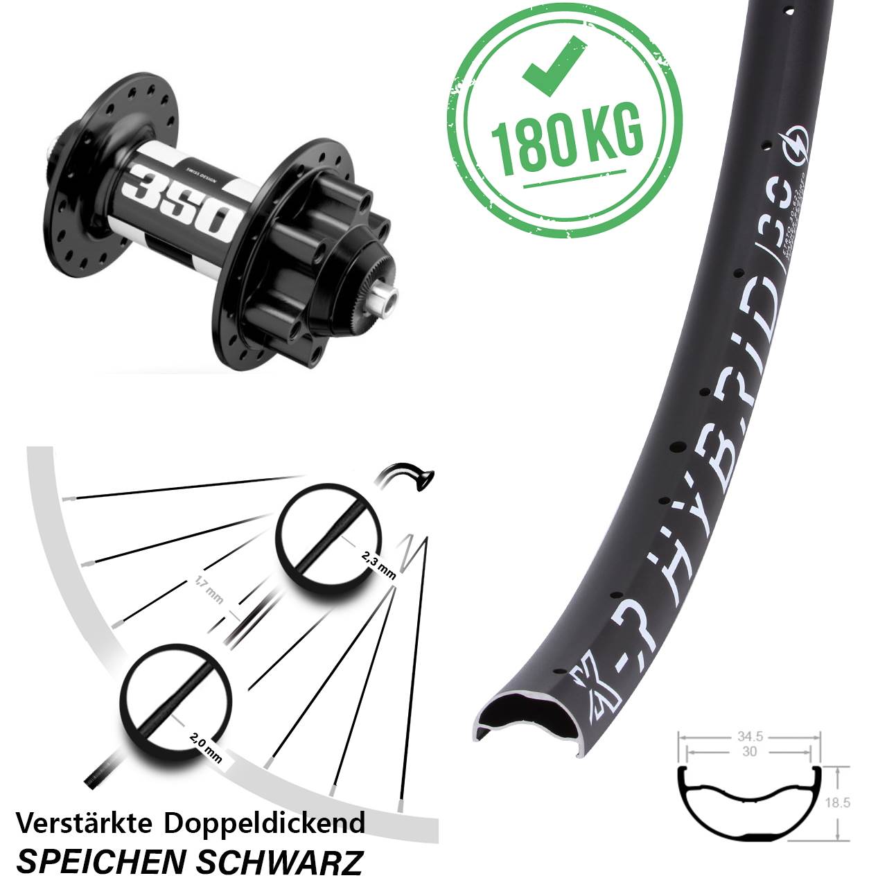 KX-R Hybrid 30 DT Swiss 350 29 Zoll Disc Vorderrad QR