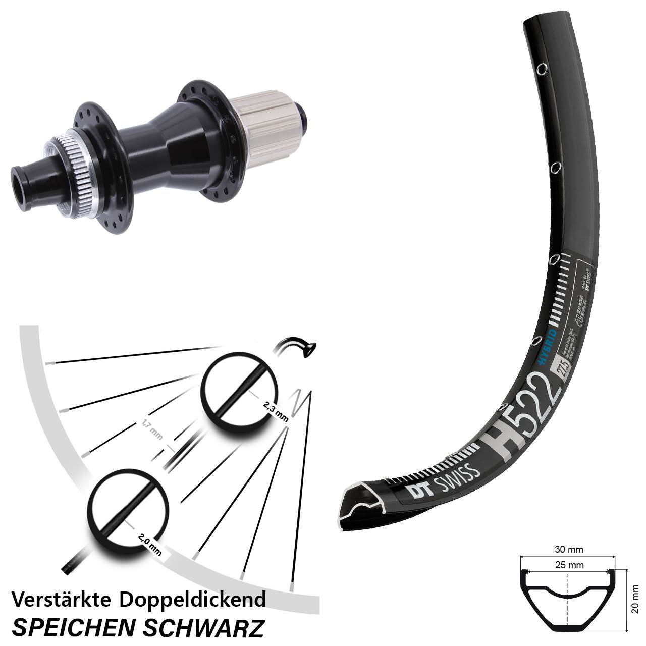 Centerlock Hinterrad 29 Zoll DT Swiss H522 Novatec CL142 8-12 fach HG 12x142