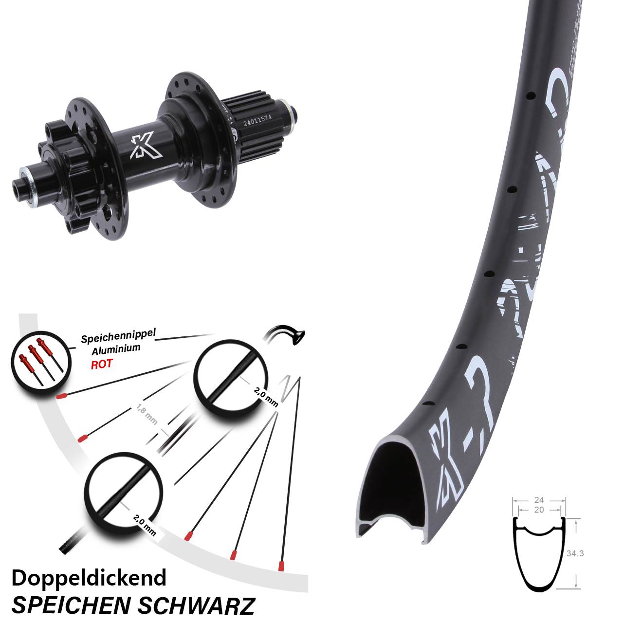 28 Zoll KX-MR Road Hinterrad 6-Loch für Schnellspanner Micro Spline