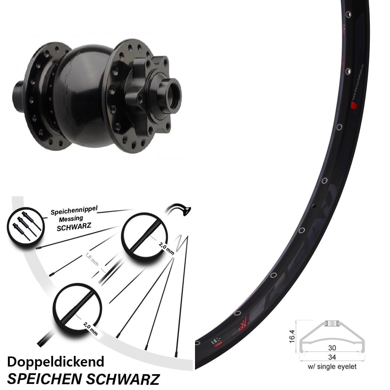 6-Loch Dynamo-Vorderrad 650B Rodi Ready 30 SON 28 15x110 Boost