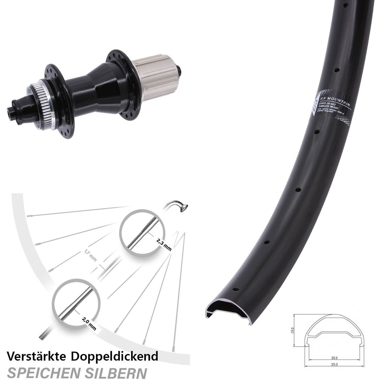 KX Mountain Novatec CL-135 29 Zoll Hinterrad Centerlock QR 8-12 fach