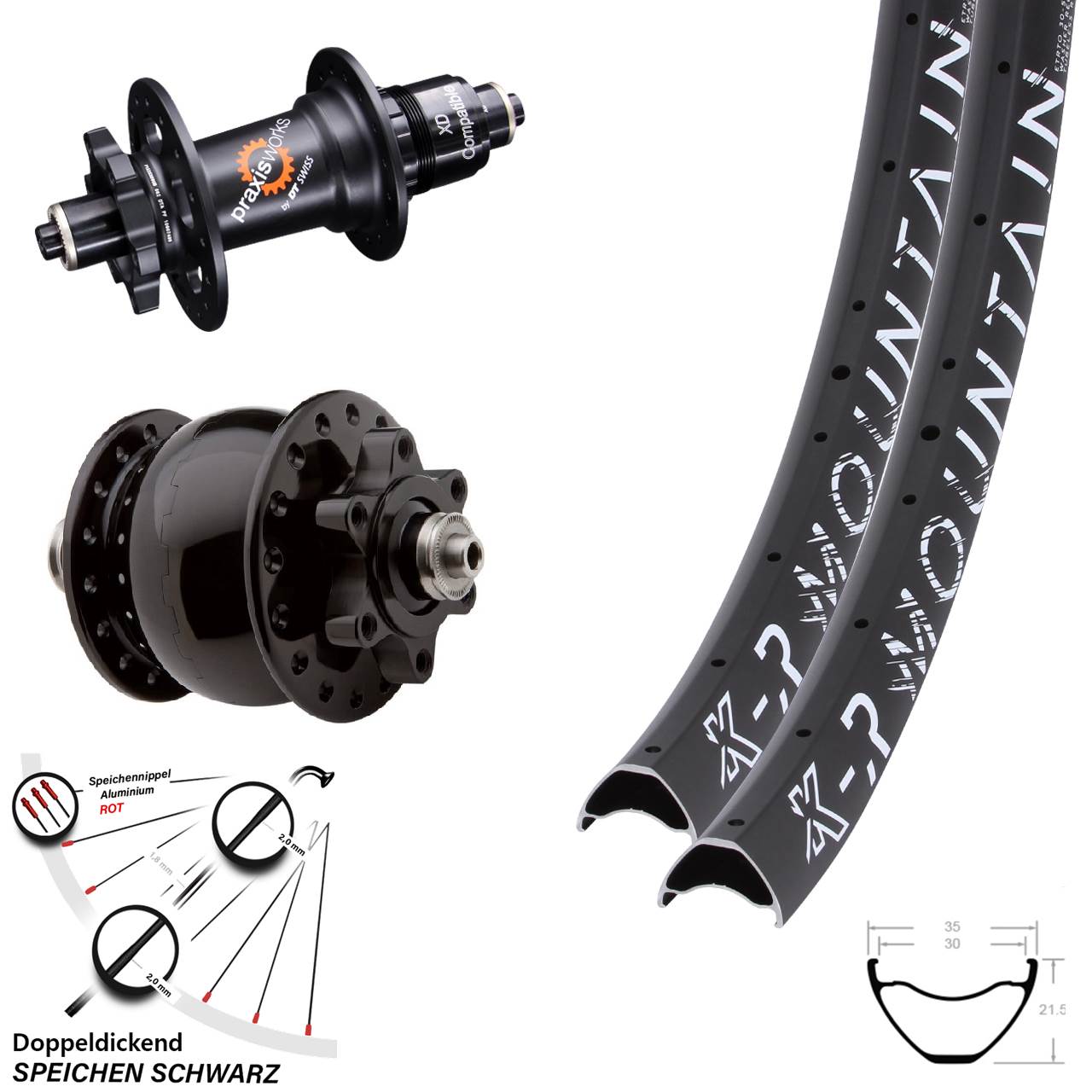 KX-R Mountain DT Swiss 350 SON 28 29 Zoll Laufradsatz 6-Loch QR SRAM XD