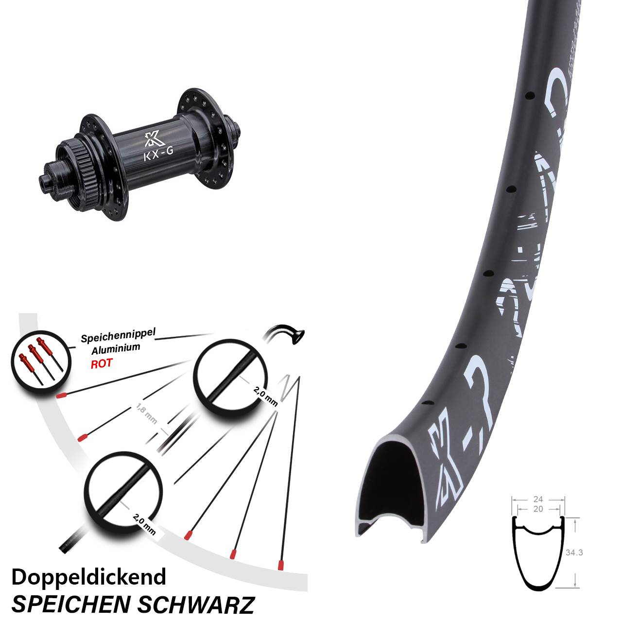 Centerlock Vorderrad 28 Zoll KX-GR Road für Schnellspanner