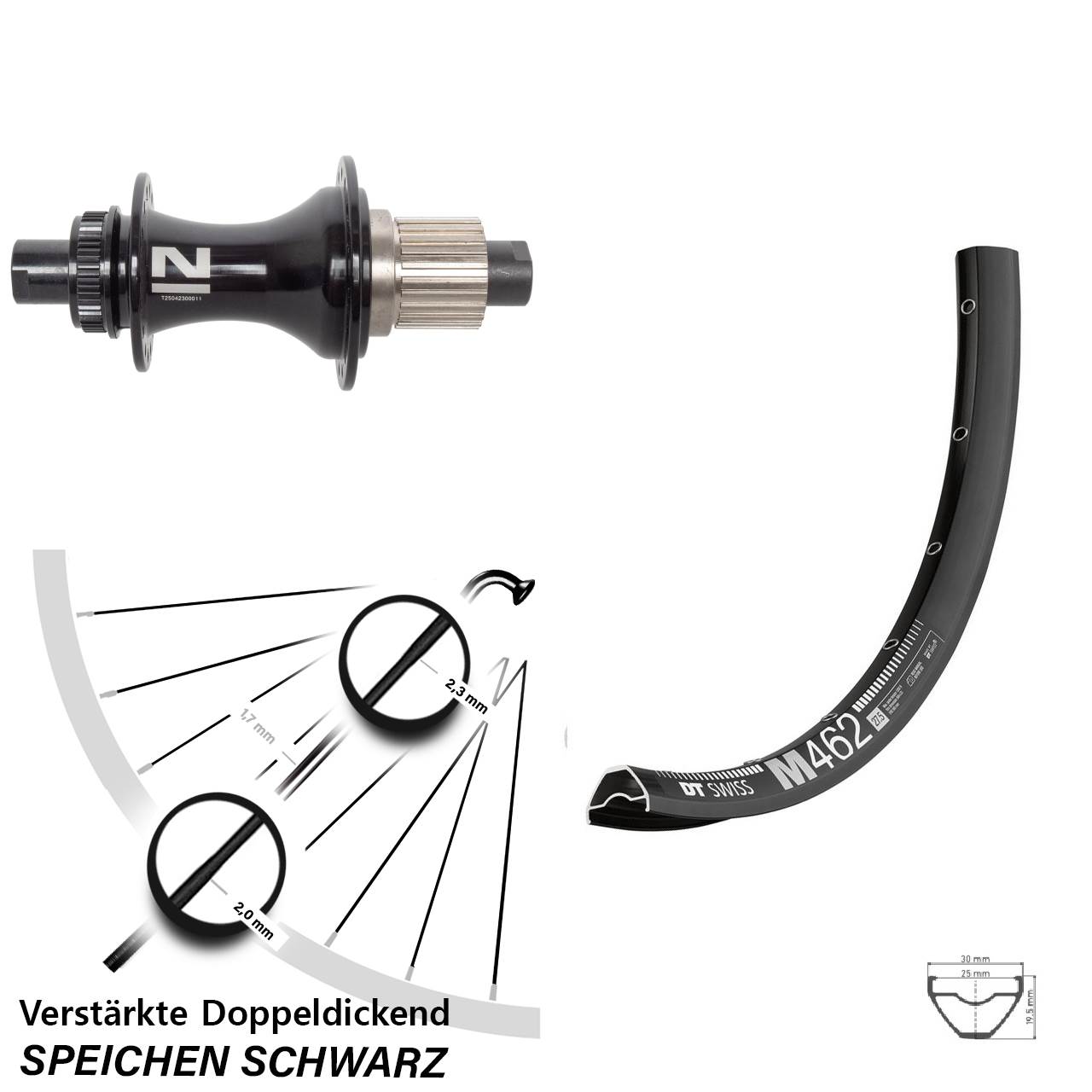 Hinterrad Centerlock 29 Zoll DT Swiss M462 Novatec D462 Micro Spline 12x148