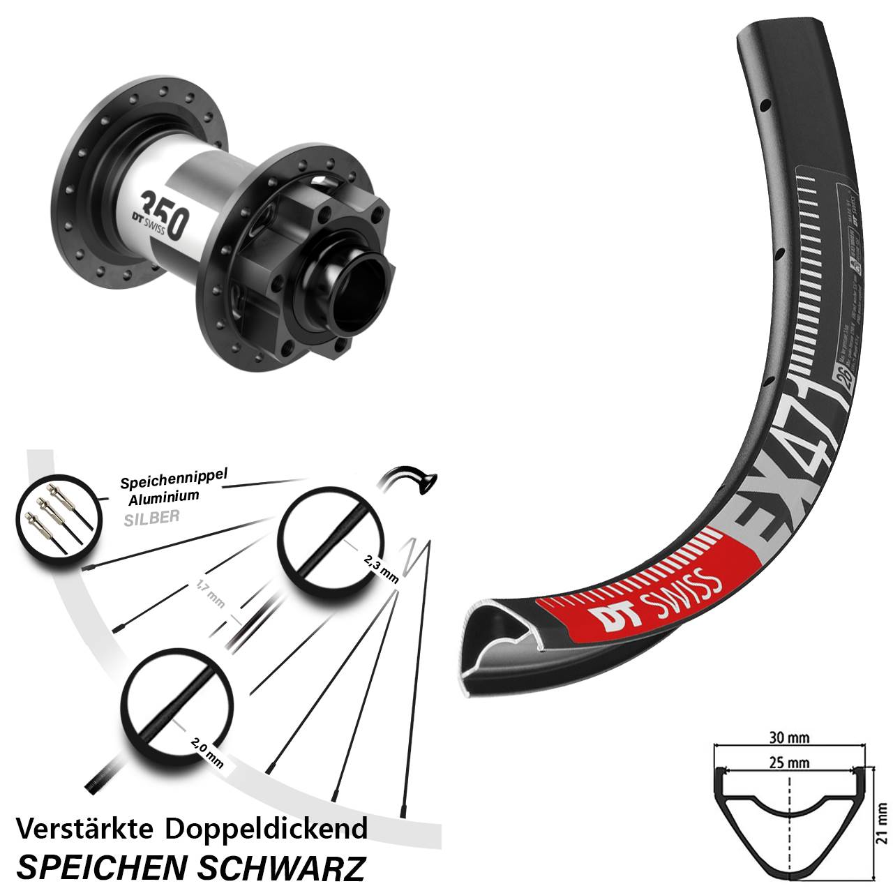 6-Loch Vorderrad 20x110 Boost 26 Zoll DT Swiss EX471-350
