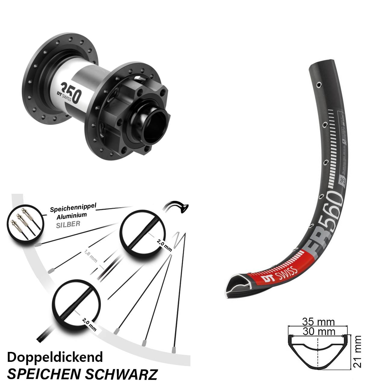 Disc Laufrad 20x110 Boost 26 Zoll DT Swiss FR560 350