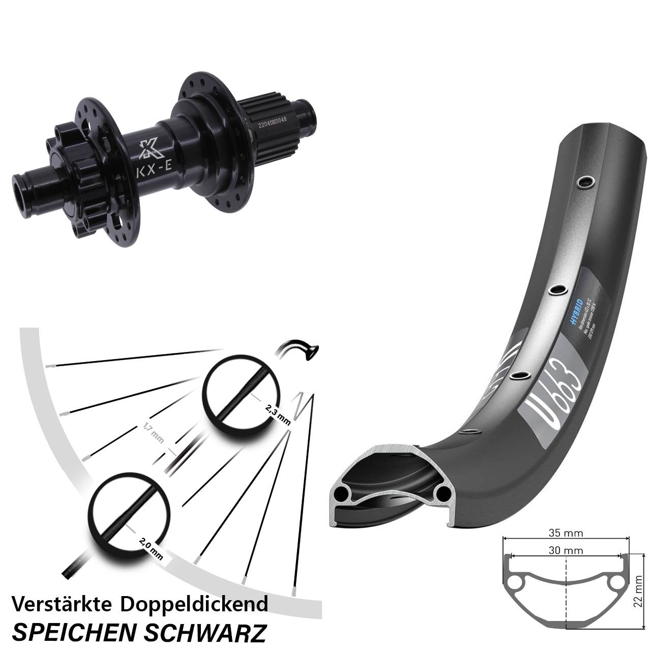 26 Zoll DT Swiss U 663 KX-E Heavy Duty Disc Laufrad 12x142 Shimano Micro Spline