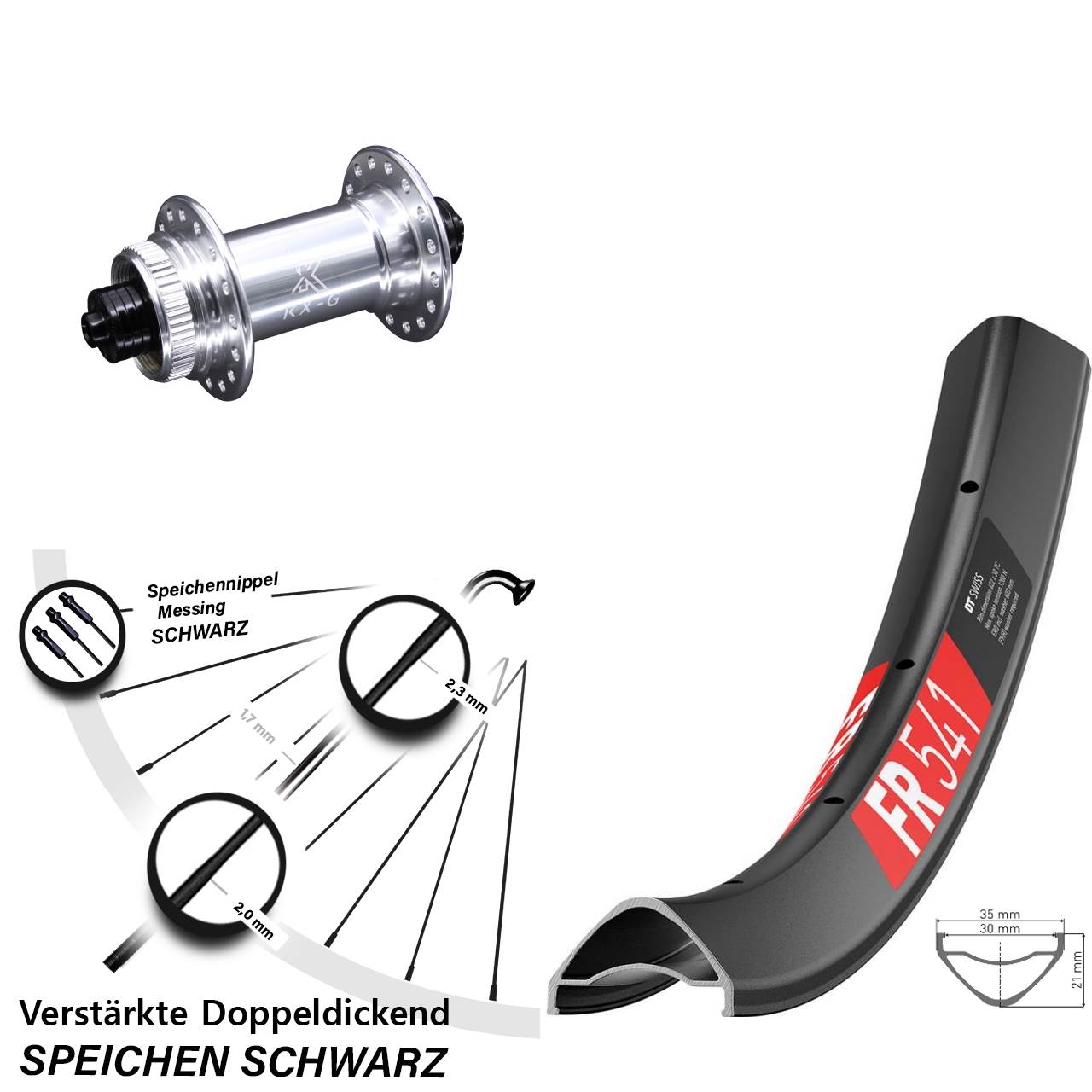 27,5 Zoll DT Swiss FR 541 KX-G Vorderrad Centerlock QR