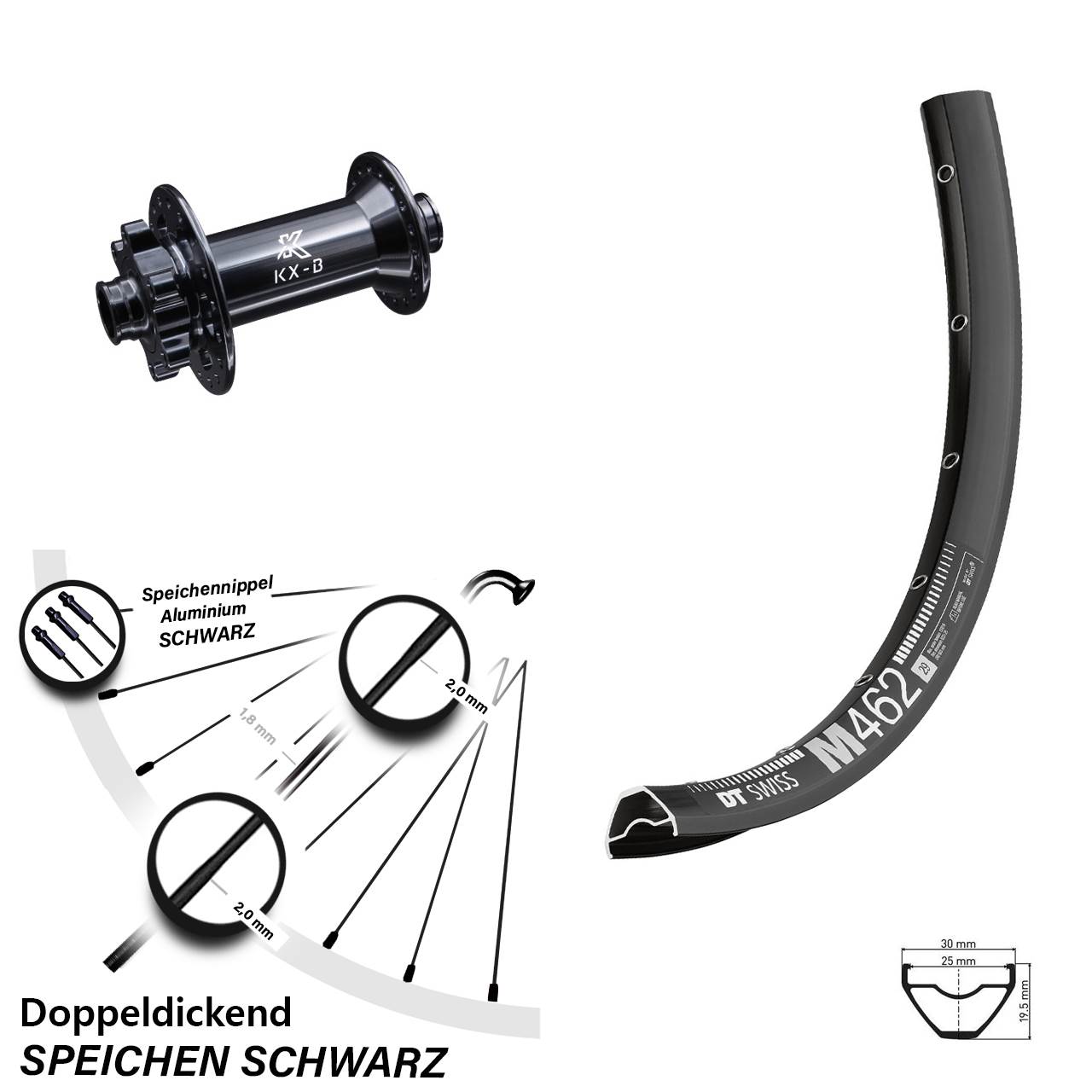 DT Swiss M462 KX-B 27,5 Zoll Disc Vorderrad 15x110 Boost