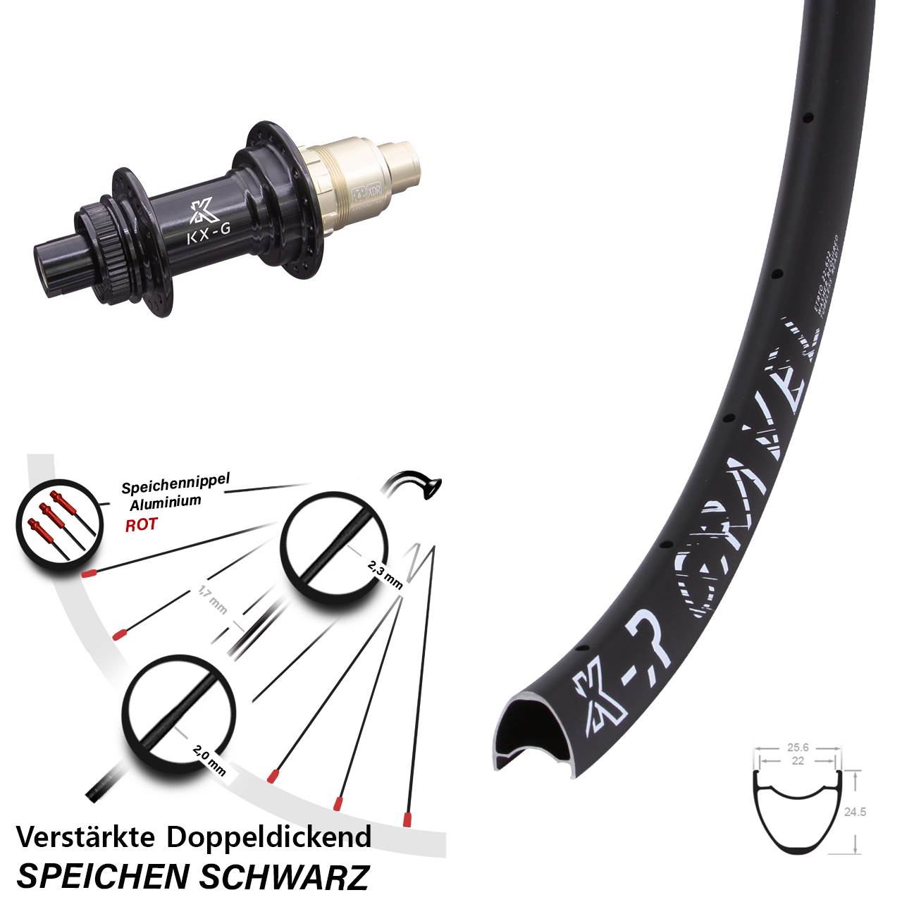 KX-R Gravel verstärkt 29 Zoll Centerlock Hinterrad 12x142 XDR